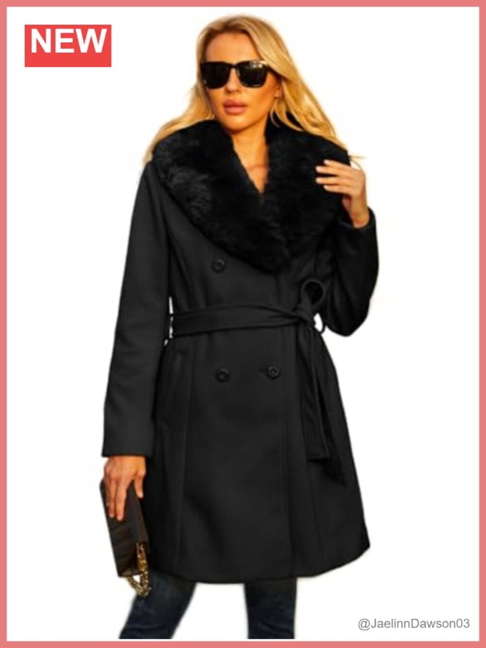 Long Pea Coat Faux Leather Trench Coat Winter Overcoat Double Breasted